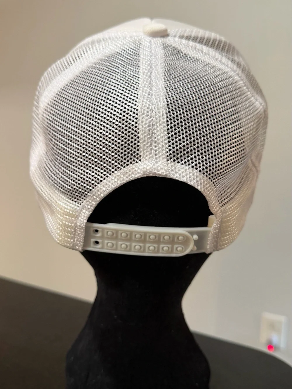 White Trucker Hat with Crochet Granny Square Patch